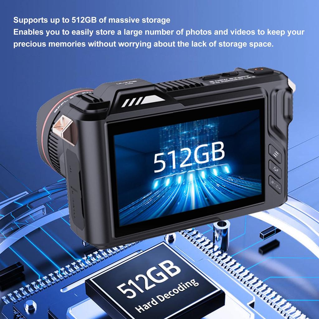 50MP 5K Digital Photography Camera, 50x Zoom, 4-inch Screen, WiFi, Infrared Night Vision, 4800mAh, 15W Starlight, Optical Zoom, 512GB, 4800mAh, 5G