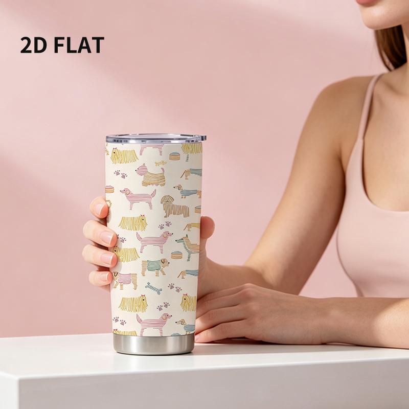 Car Tumbler 591ml Puppy Theme Element Straw Cup metal drink mug insulated travel cup tumbler with lid stainless steel tumbler Car Tumbler 591ml