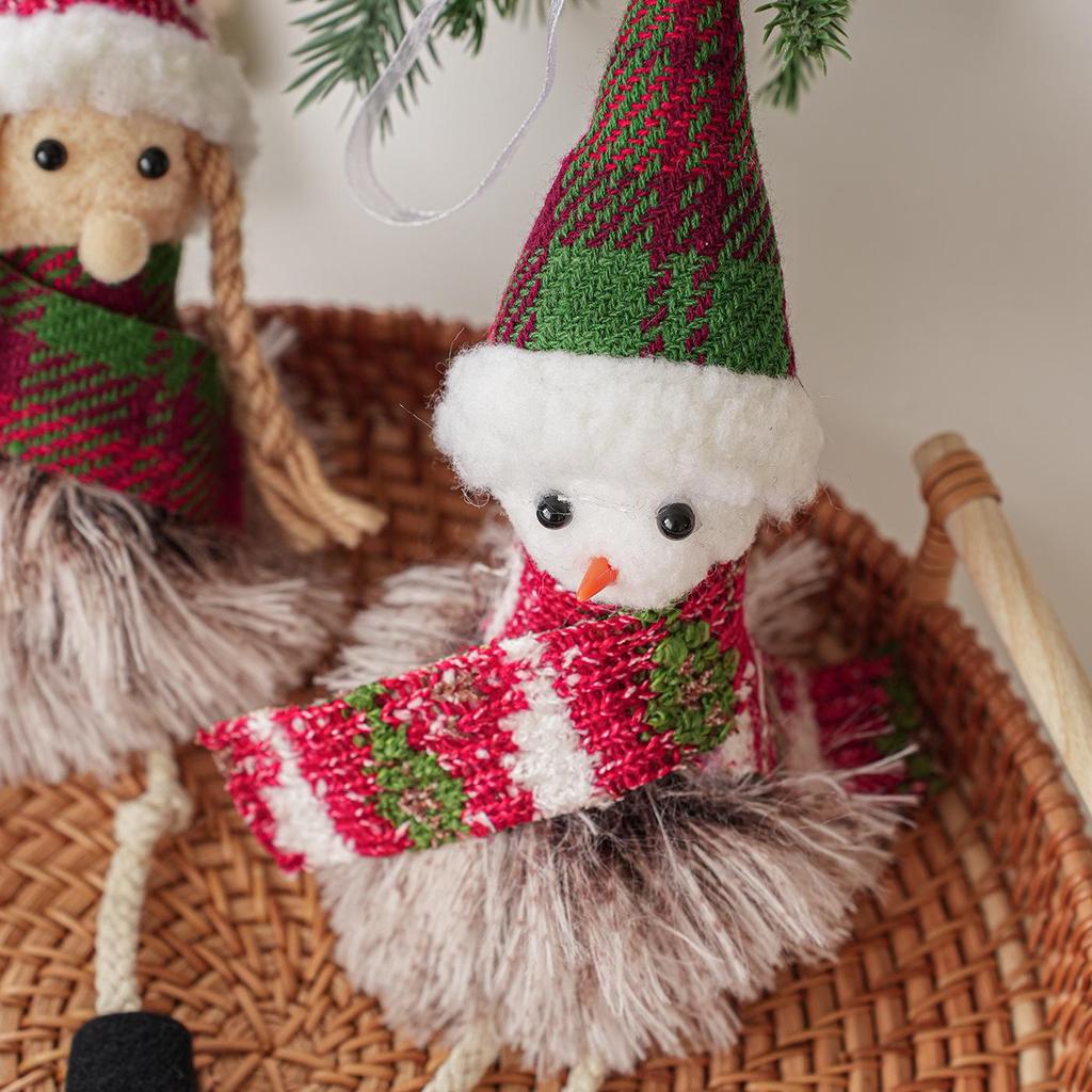 Snowman and Santa Plush Christmas Tree Ornaments