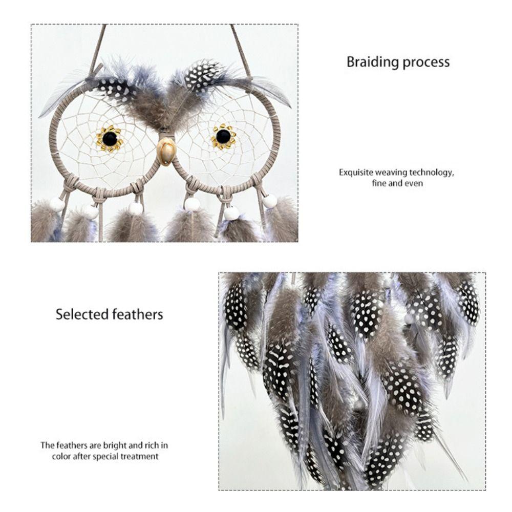 Handgefertigtes Eulen-Traumfänger-Netz Kreativer Exquisiter Intelligenter Vogel-Traumfänger Lustiger Bunter Wandbehang Anhänger Wohnzimmer