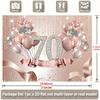 A single-color 2D flat banner with the shining "70" logo on it, along with rose gold and silver balloons