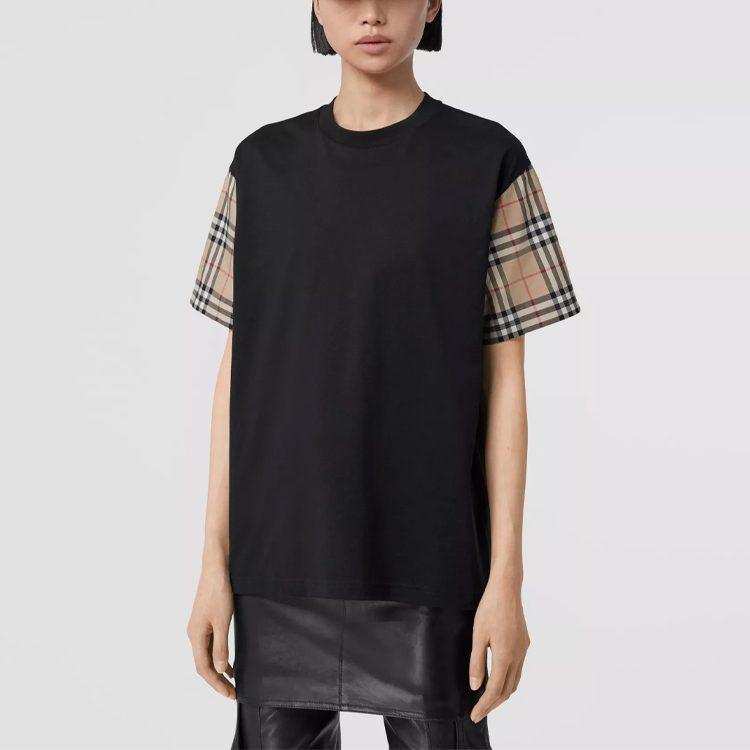 Burberry SS21 Drop Shoulder Sleeve T Shirt Women's Black 80430571