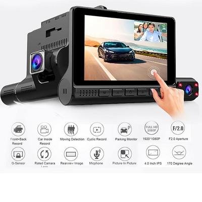 4 Inches 3 Lens Touch Screen 1080P HD  DVR Driving Recorder Gravity Sensor Parking Monitoring Car DVR 170Degree Wide-Angle Dash Cam