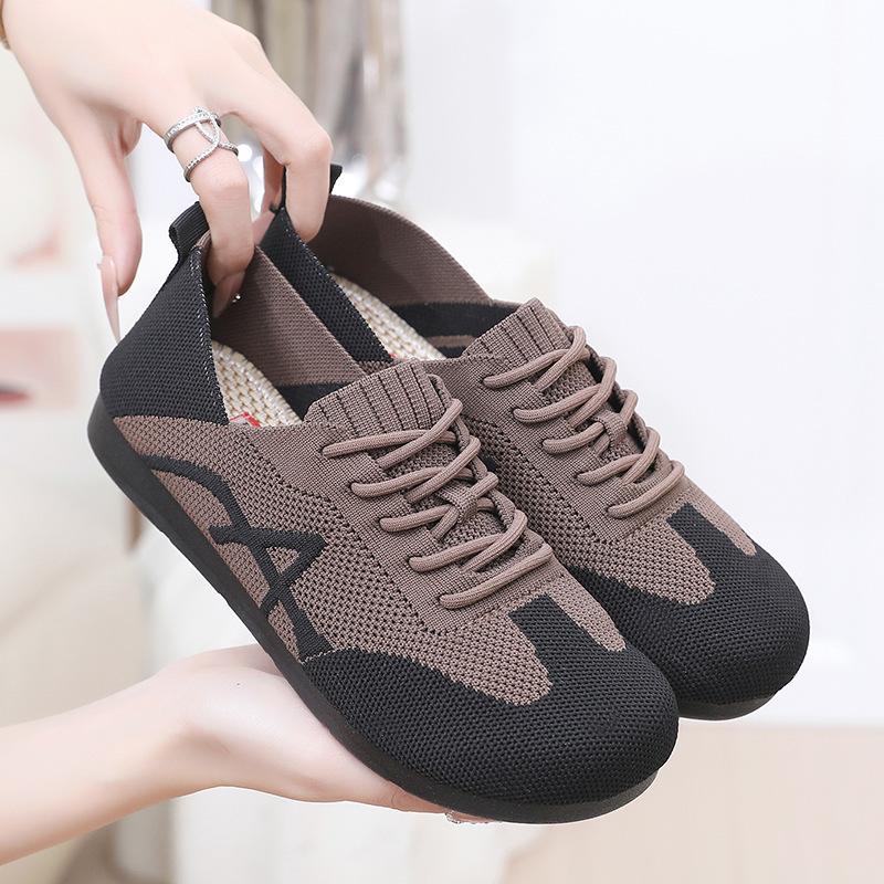 Shoes Women's Spring and Autumn New Retro German Training Shoes Breathable One-pedal Forrest Gump Shoes Color Matching Lace-up Versatile Women's Sport
