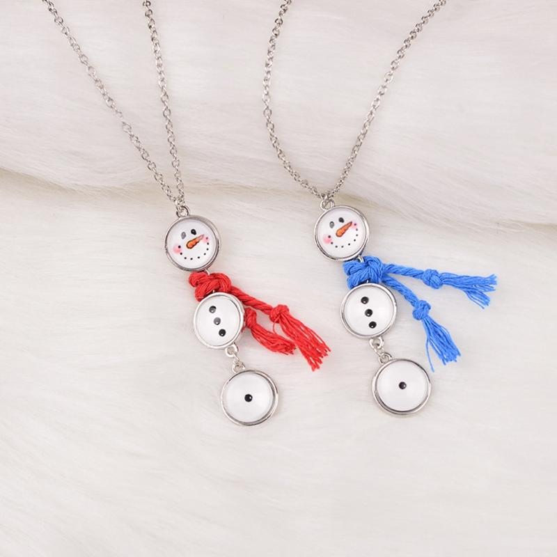 Unique Snowman Shaped Button Necklace with Tassels Detail Winter Hoodie Chain Jewelry for Women Christmas Decoration