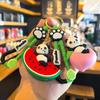 Fruit Panda Keychain Banana Strawberry Peach Watermelon Cute Cartoon Couple Doll Machine Student Gift Y2k Fashion Toys Anime
