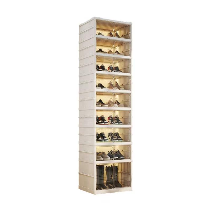 Double-Row Multi-Layer Foldable Shoe Cabinet with Dustproof AJ Storage Display Rack