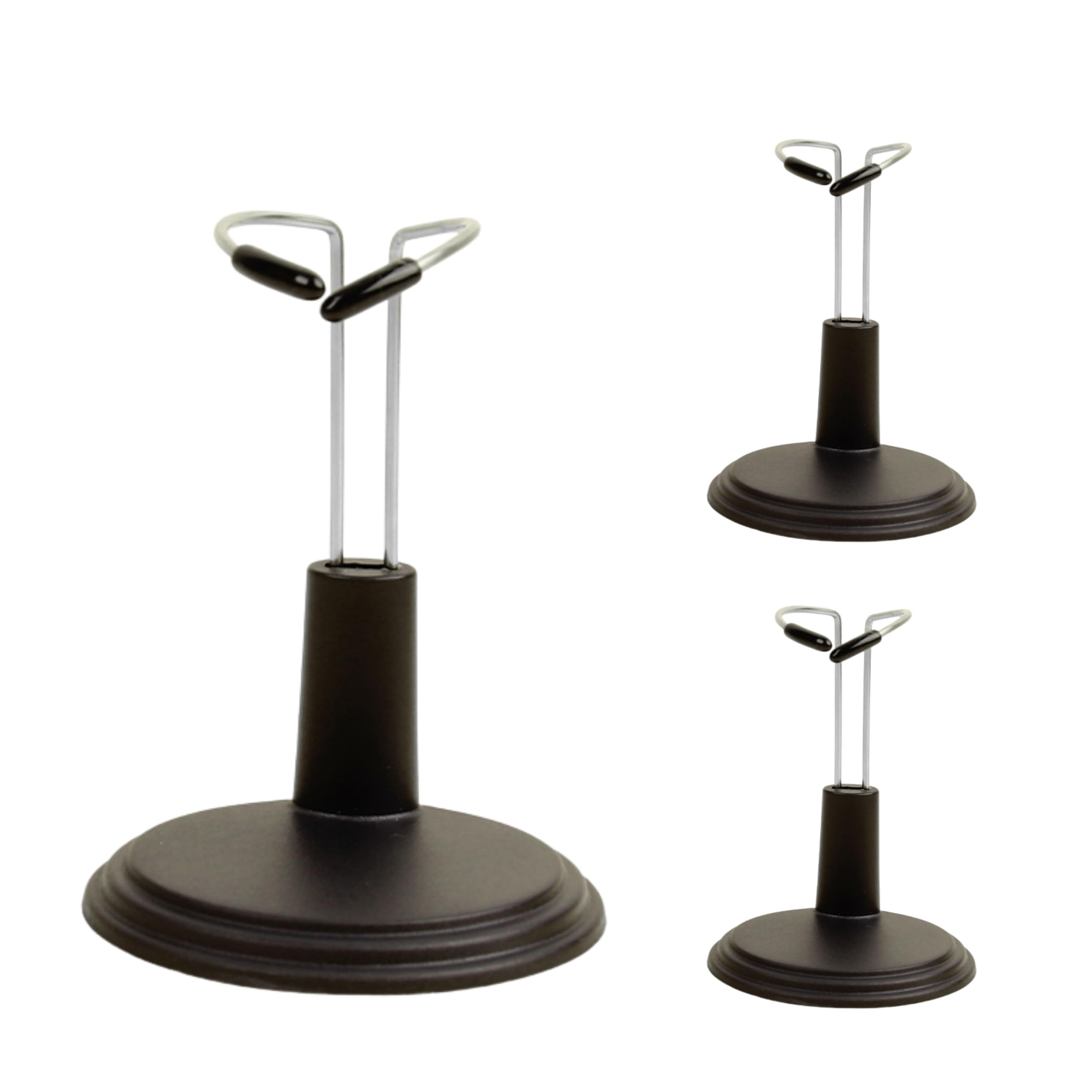 

East Leaf Doll Stands, Figure Bases, Display Stands, Set of 3, Black, Figure Height: Approx. 15cm