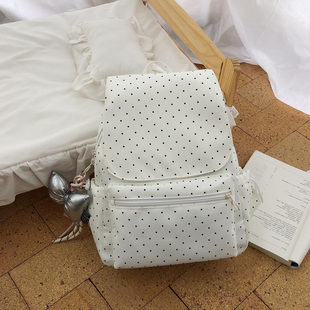 Schoolbag New 1011 Lightweight Small Backpack Backpack Polka Dot Versatile College Style School Bag Korean Version Casual Spring and Summer Travel Bag