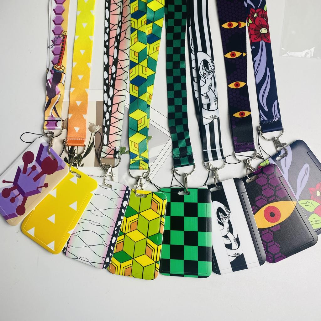 Anime Card Holder Neck Strap Lanyard Keychain ID Bus Credit Card Pass Hang Rope Lariat Keyrings Lanyard Accessories 6