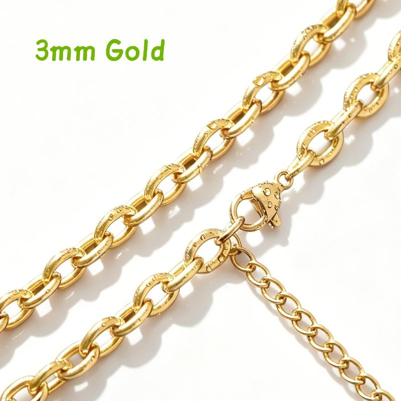 Stainless Steel High Polish Simple Lockbone Chain Unisex Commuter Versatile Non-Fading Basic O-Link Necklace