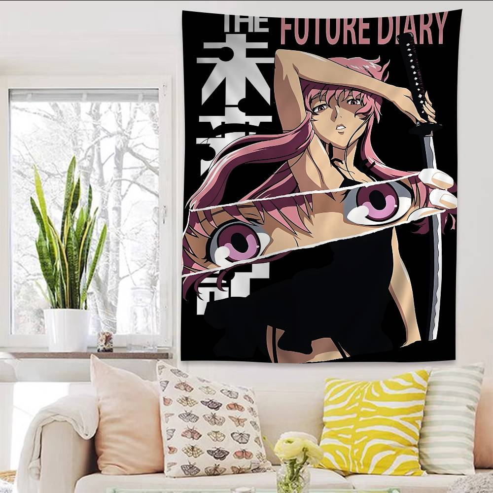 Anime Figure Mirai Nikki The Future Diary Anime Tapestry Hippie Flower Wall Carpets Dorm Decor Cheap Hippie Wall Hanging