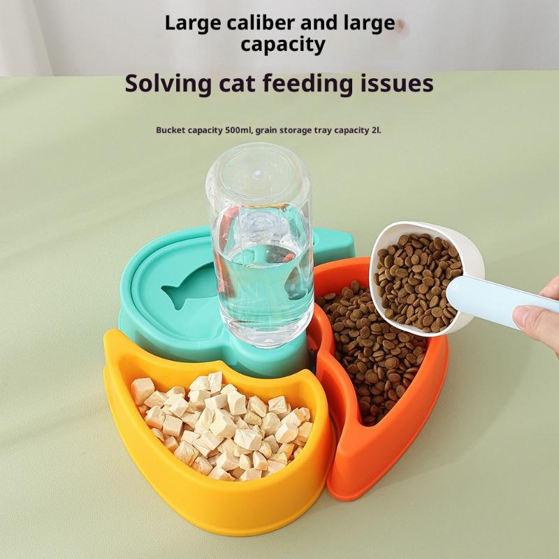 

3In1 Pet Feeder Drinking Device Cat Bowl Dry Wet Separation Prevent Tipping Over Cat Dog Water Feeder Pet Kitten Puppy Supplies