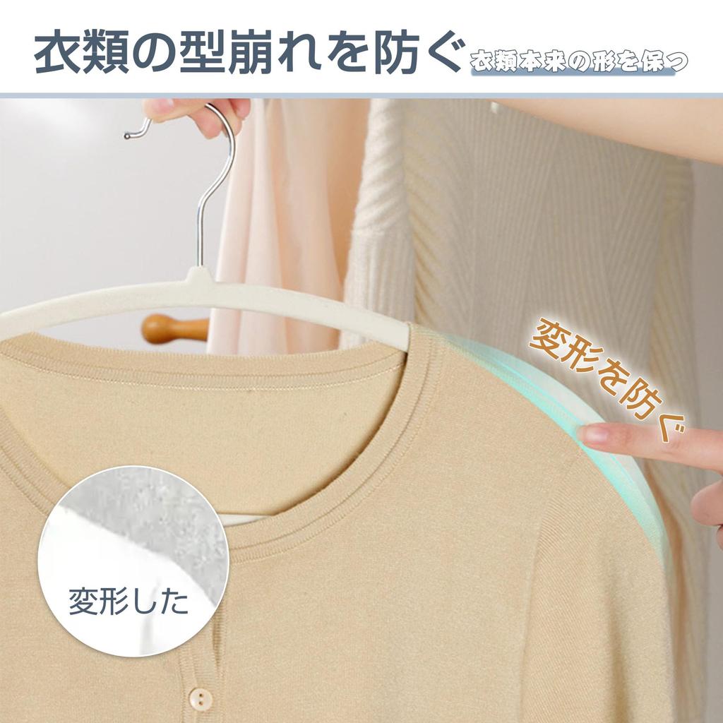 ATOKA White Non-Slip, Anti-Slip Hangers, 20-Pack, Slim, Lightweight, Velvet,