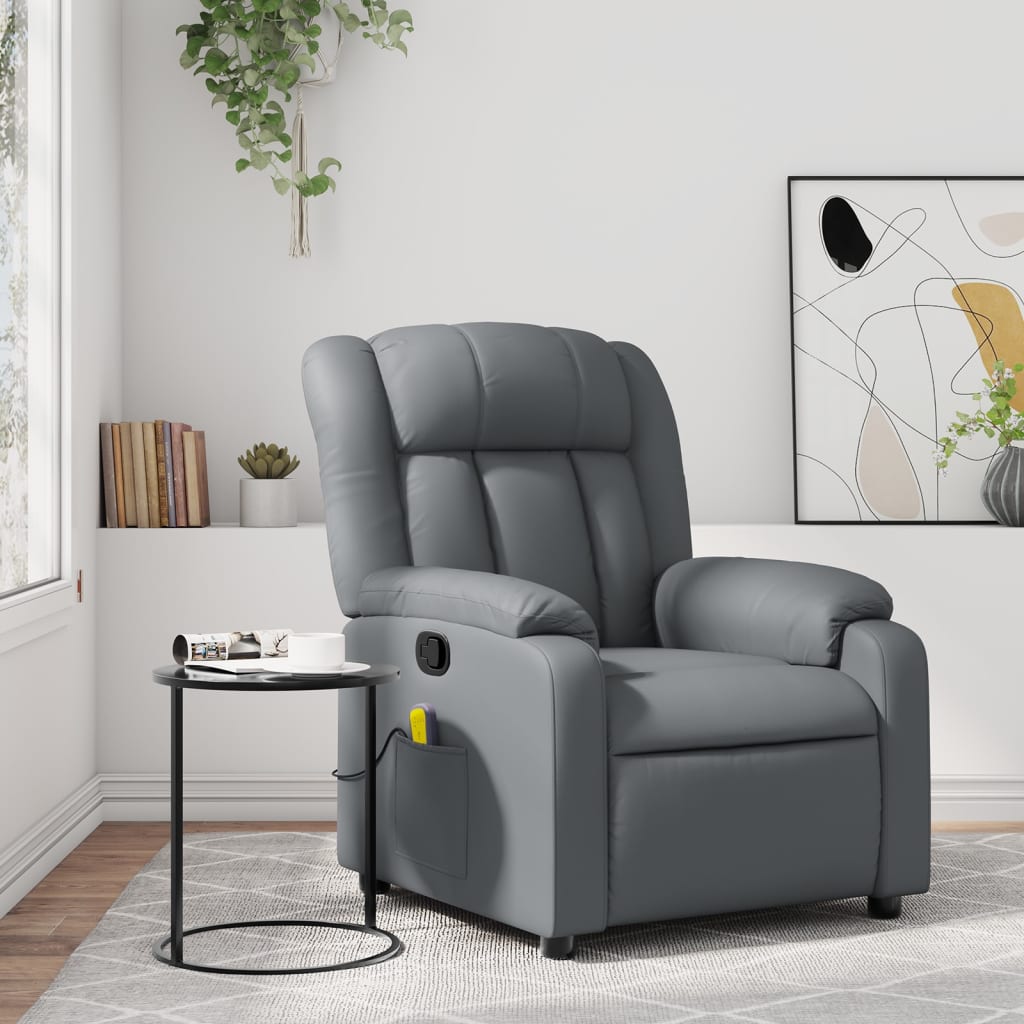 Massage Chair Relaxation Chair Grey Faux Leather