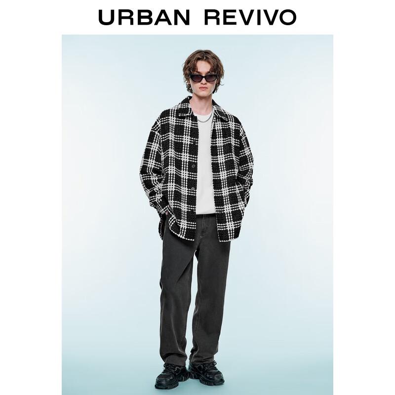 Men s Trendy Color Block Plaid Loose Fit Jacket M