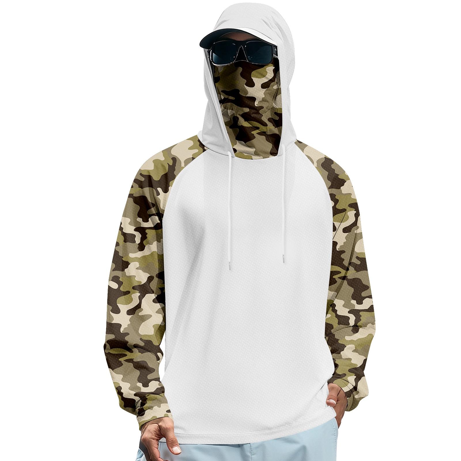 

Унісекс однотонний худі з капюшоном, маскою для обличчя та плюшевими рукавами реглан XXL білий