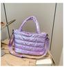 Winter casual lazy wind foreign style portable wide shoulder strap messenger bag women's space cotton embroidery thread large capacity solid color