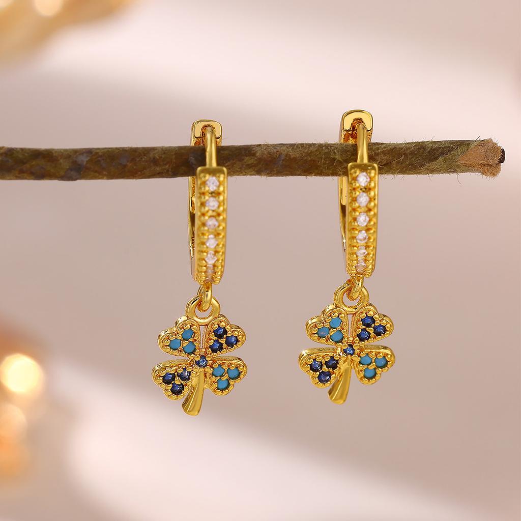 2026 Vintage Gold Color Hoop Earrings For Women Elegant CZ Heart Star Flower Pendant Hanging Ear Piercing Romantic Jewelry Gift