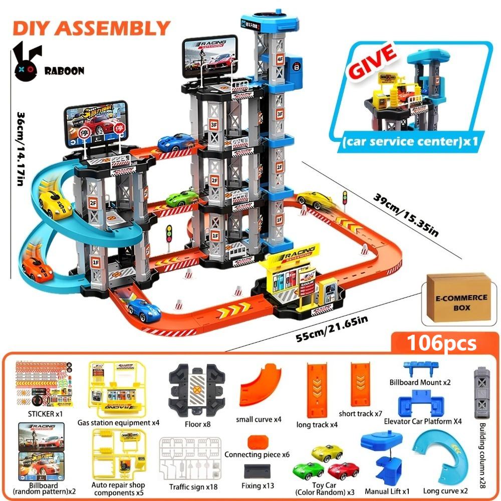 

Small Parking Garage Plaything Playset Race Car Ramp Track Toys Sets With Racer Cars 4 Parking Levels Birthdays Gifts For Young Boys Girls
