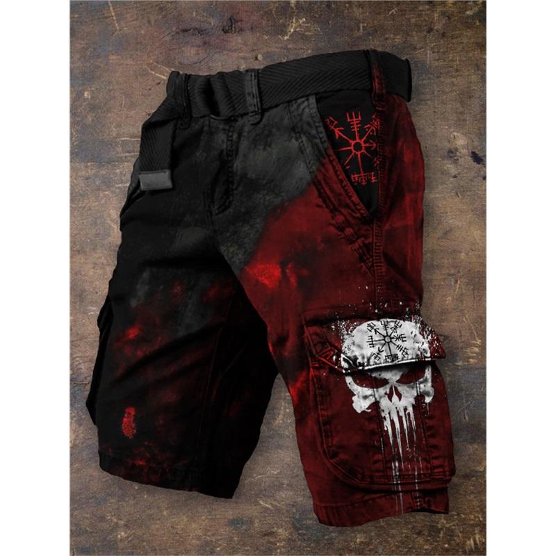 Men's Summer New Style European And American Style Halloween 3D Digital Printing Exaggerated Shorts Zipper Strange Pants