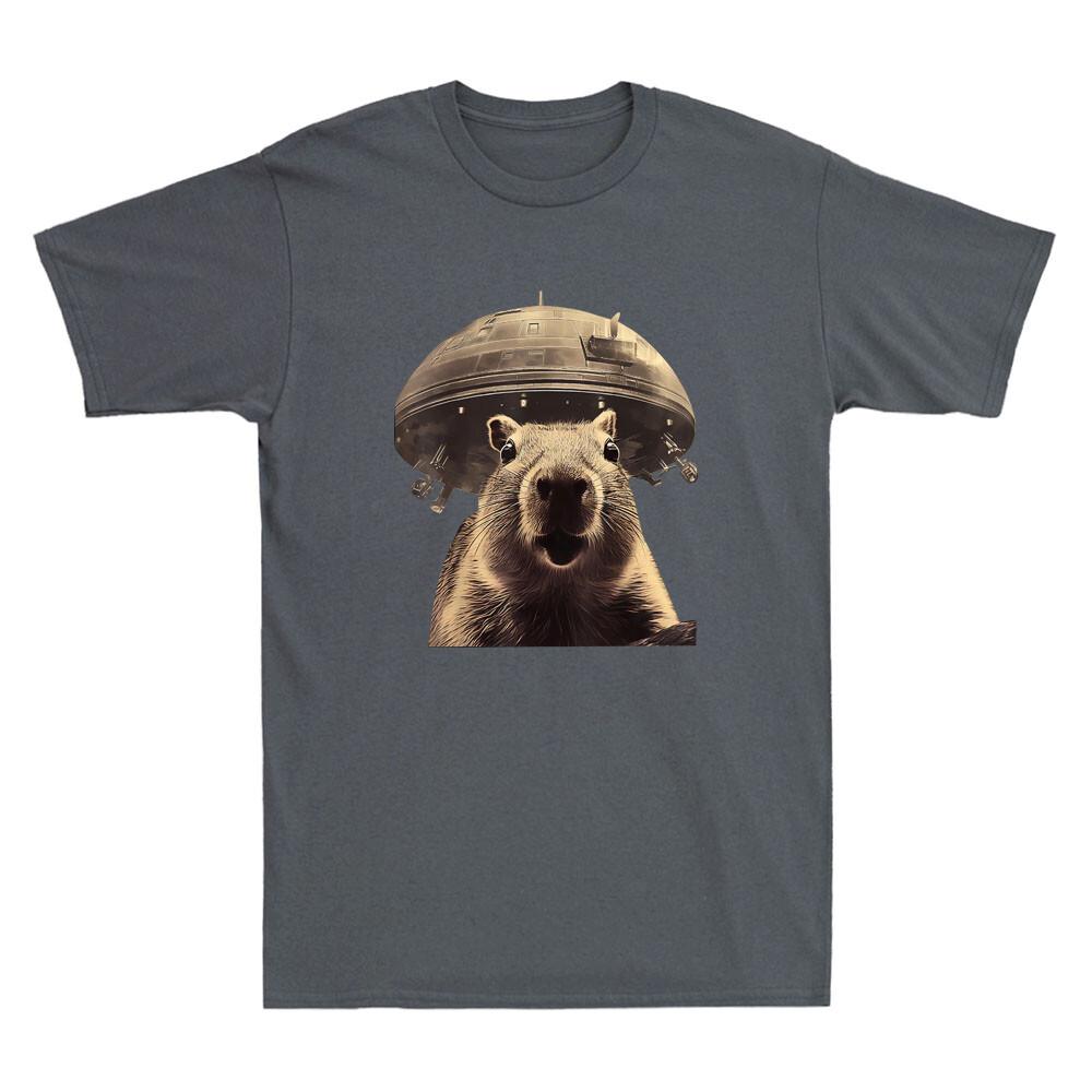 Capybara Selfie with UFOs Weird Funny Capybara Animal Meme Novelty Unisex's T-Shirt