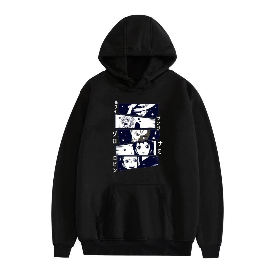 

ONE PIECE Anime Print Hoodie Men s Hip Hop Streetwear Men Women Hoodies Unisex Fashion Sweatshirt XS чёрный