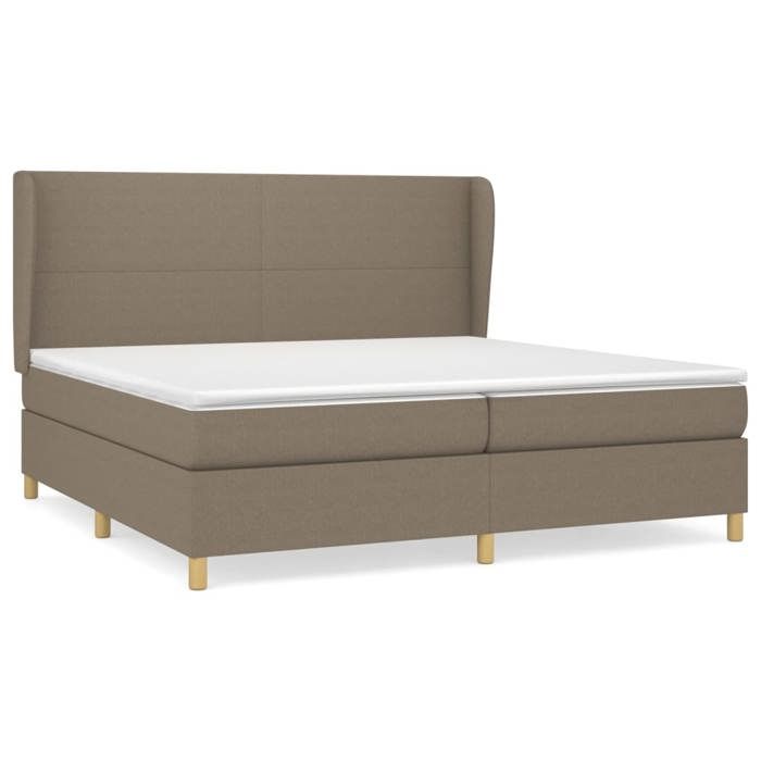3128393 vidaXL Lit à sommier tapissier avec matelas Taupe 200x200 cm Tissu