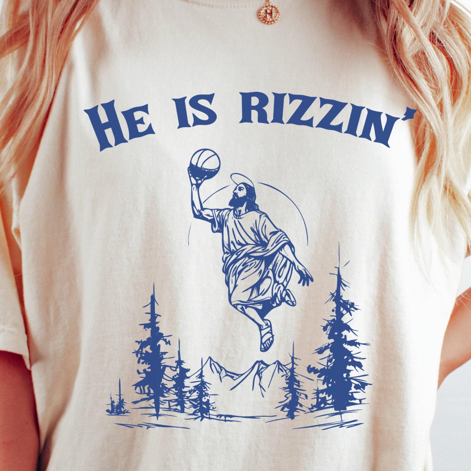He is Rizzin Comfort Colors Shirt, Funny Unisex Jesus Playing Basketball Shirt, Vintage Retro Christian Faith Shirt, Humor Easter S