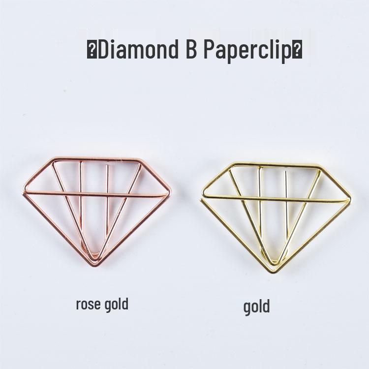Colorful Cartoon-Shaped Binder Clips - Two-Tone Electroplated Metal Paper Clips Diamond B золотой