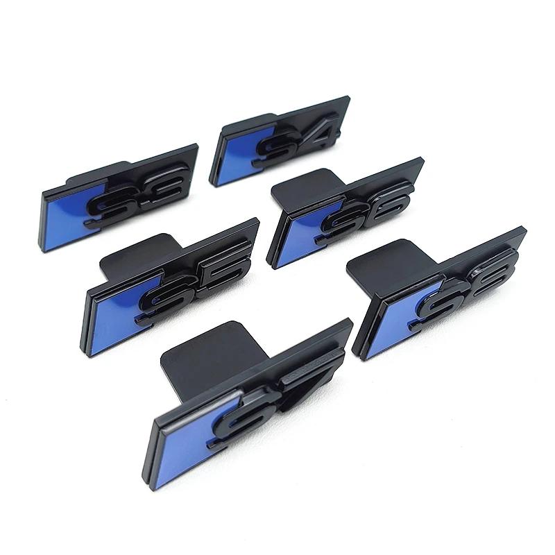 Insignia Emblema Pegatina Logo S3 S4 S6 S7 S8 S5 ABS Amarillo Azul Negro 3D para Parrilla Delantera de Coche Accesorios Q1 S3 S4 S5 S6 S7 S8