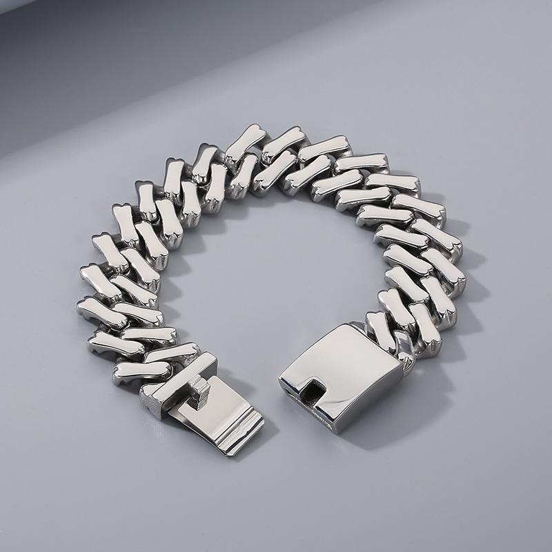 

20/32mm Square Cuban Chain Men s Bracelet Women Choker Chunky 316L Stainless Steel Gold Color Necklace Rock Party Jewelry Gift Bracelet -20cm