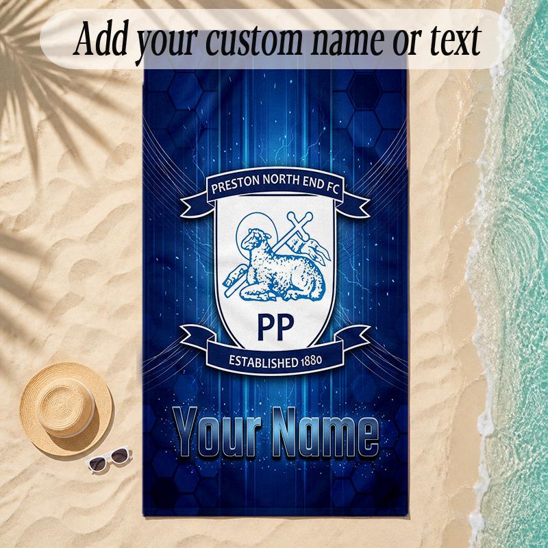 Beach TowelPreston North End Custom Name Text Personalized Soft Towel for Beach Pool Indoor Home Decor Gift
