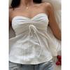 2026 Summer Hollow Out Women Tube Top New Sweet Lace-up Strapless Blouse Slim Fit Loose Sleeveless Top Solid Color Simple A-line Backless Sexy Shirts