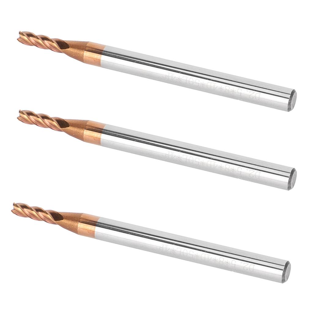 3Pcs Metal End Mill Router 4 Fultes Tungsten Steel Industrial Supplies D2.5 X 8 X 4D X 50L X 4F