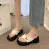 High sense fashion slope heel high heel cool slippers outer wear thick bottom heightening foot flip-flops women 2025 summer and autumn new
