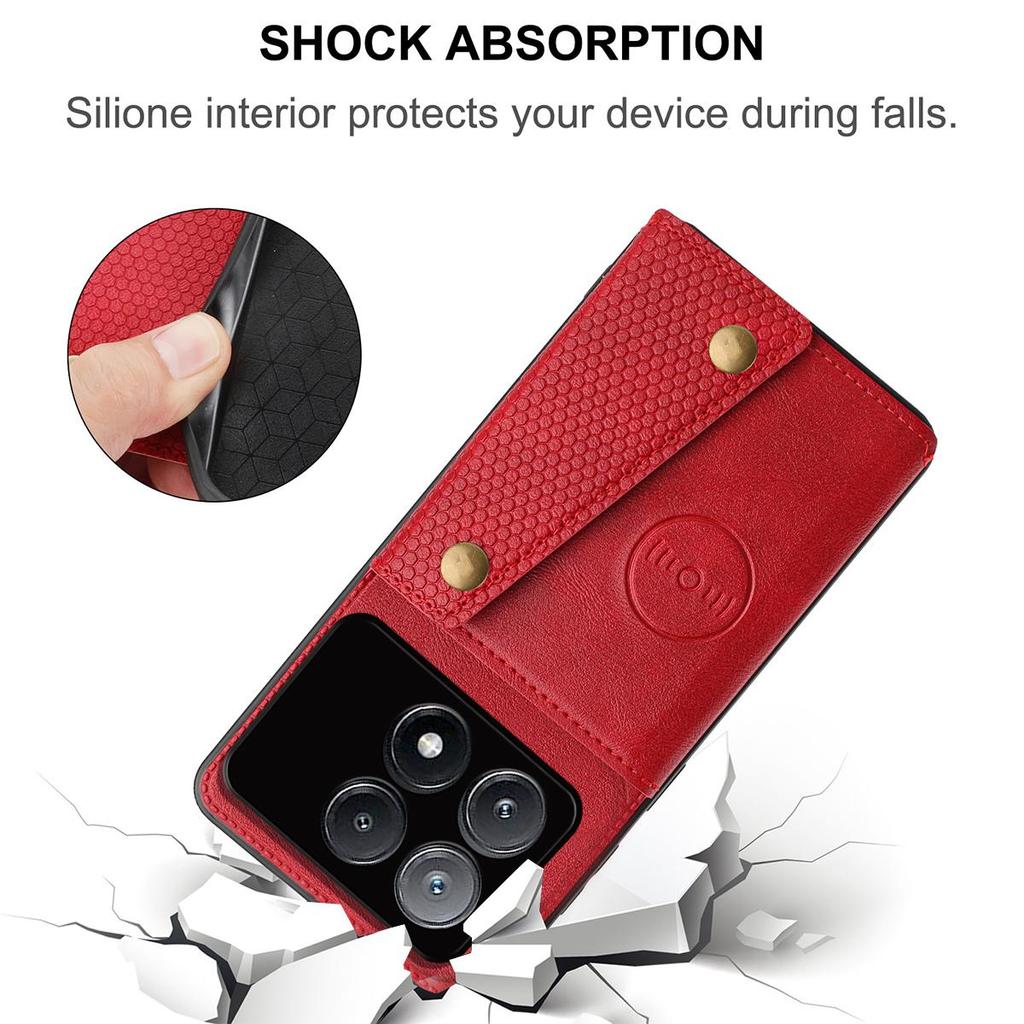 Vintage Leather Card Holder Phone Case for Xiaomi POCO X6 Pro 5G Card Pockets Dual Snap Buttons Flip Wallet Shell