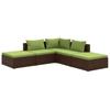 Vidaxl 5-Cz. Garden Lounge Set, Cushions, Polyrattan, Brown