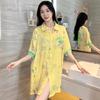 High-End Art Style Flower Print Shirt Nightdress Women'S Summer Loose And Comfortable Loungewear