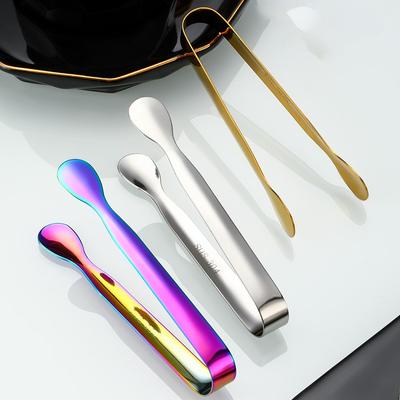 Solid Color 304 Stainless Steel Clip Ice Tong Bread Food Bbq Clip Barbecue Clip Cube Sugar Ice Tongs Tool Bar Kitchen Utensils