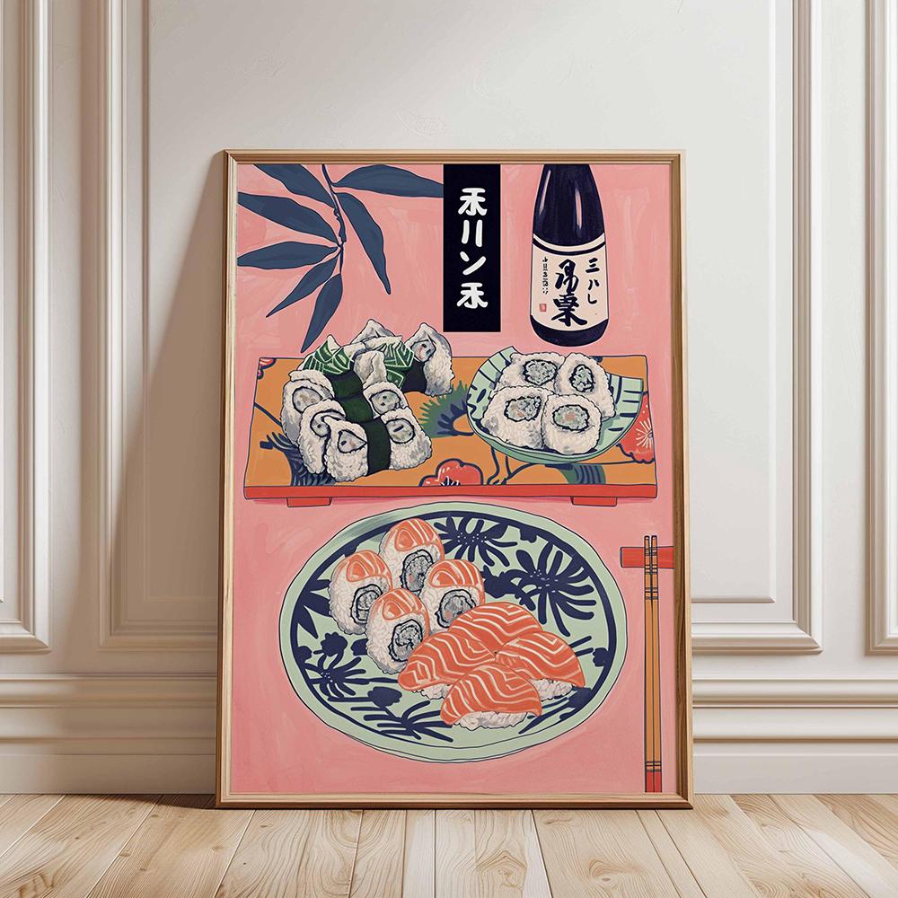 Retro Japanese Sushi Bar Poster Kitchen Food Posters and Picture Canvas Print Painting Dining Room Wall Decor Home Mural Cuadros