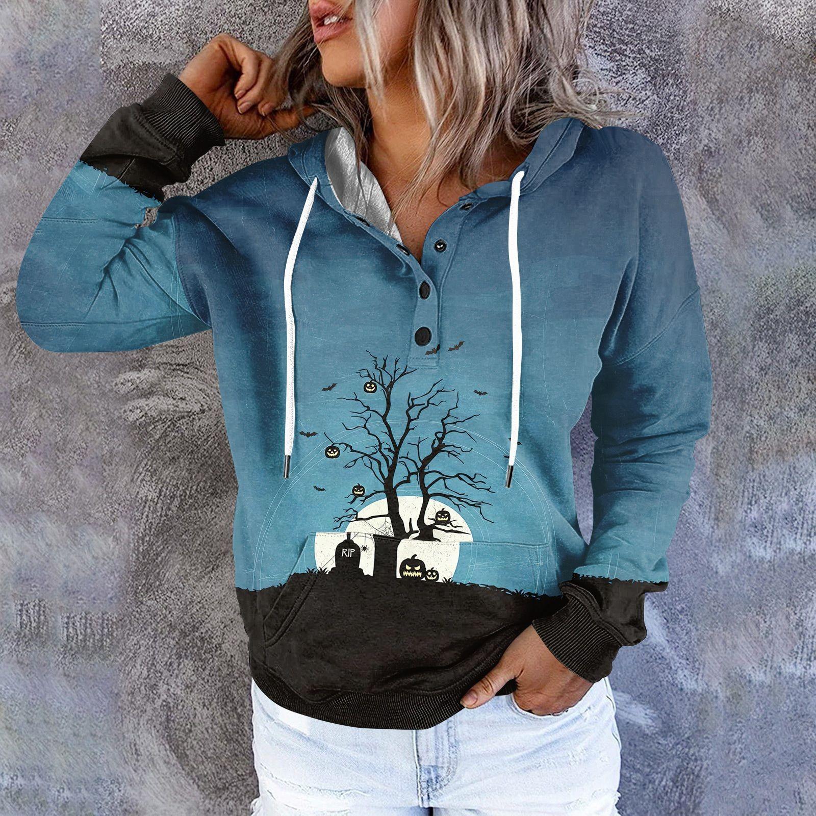 

Женские повседневные модные пуловеры с длинными рукавами и принтом, толстовки с капюшоном XXL синий