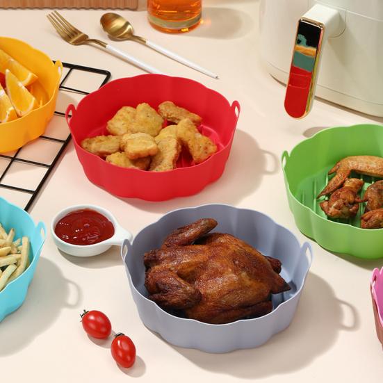 Air Fryer Liner Silicone Baking Tray High Temperature Resistant Pizza Pan Air Fryer Basket Accessory
