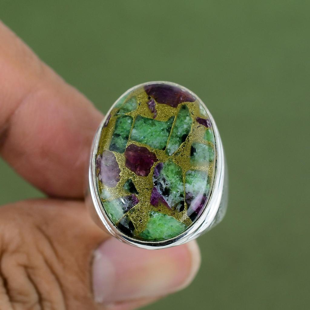 Kupfer Rubin Zoisit Ring 925 Sterling Silber Ring Edelsteinring Handgemachter Silberschmuck Geburtssteinring Hochzeitsgeschenke Erhältlich in Ringgröße