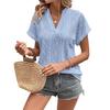 Women White Diamond Knit Hollow Out Short Sleeve Slim Fitted T-Shirt