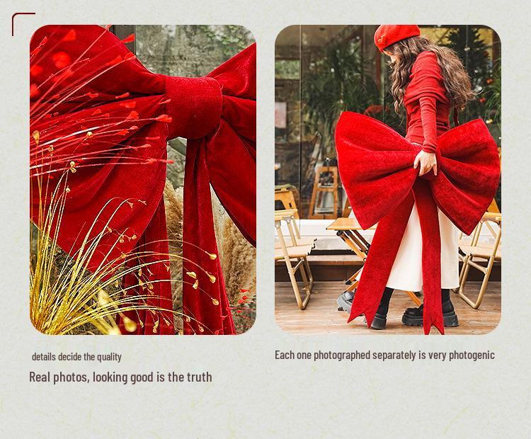 Red Velvet Bowknot: Large New Year & Christmas Decoration for Mall & Photo Background