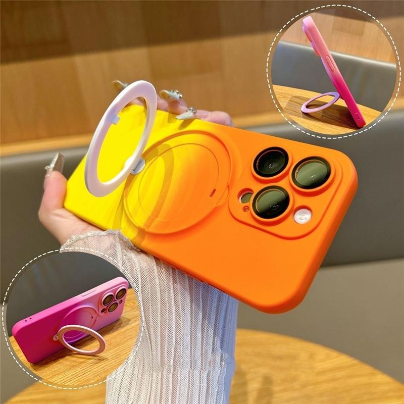 For iPhone 15 Pro Max Luxury Magsafe Magnetic Stand Liquid Silicone Phone Case For iPhone 11 12 13 14 16 Plus Protective Cover