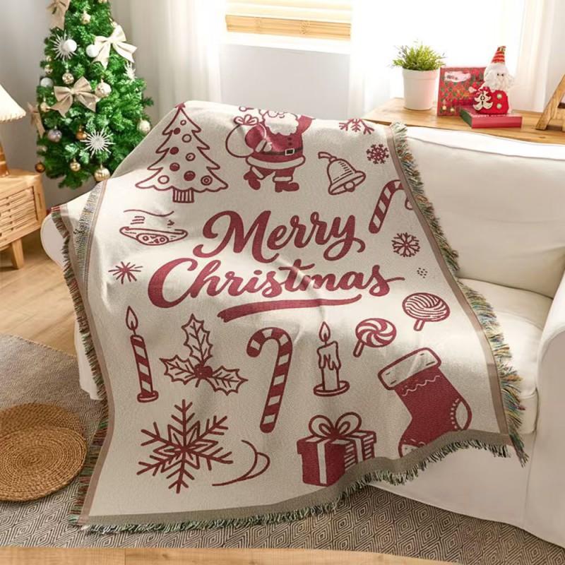 Christmas Throw Blanket Office Nap Sofa Couch Outdoor Camping Mat Floral Nordic Style All Season