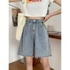 Women's Summer Thin Denim Shorts with High Waist, Loose Fit, Slimming Effect, and Oversized Straight Leg Wide Leg Capris