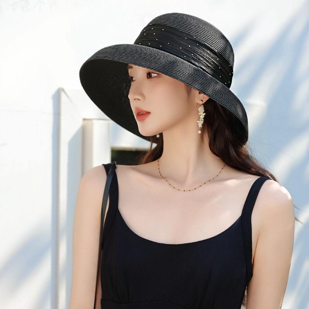 Dome Weave Hat Boho Women's Sun Hats Sweet UV Protection Cap Holiday